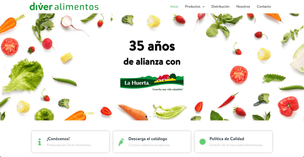 Diver Alimentos - Diseño web por Mobkii