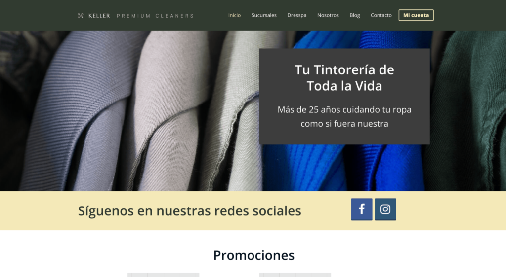 Keller Cleaners - Sitio web por Mobkii