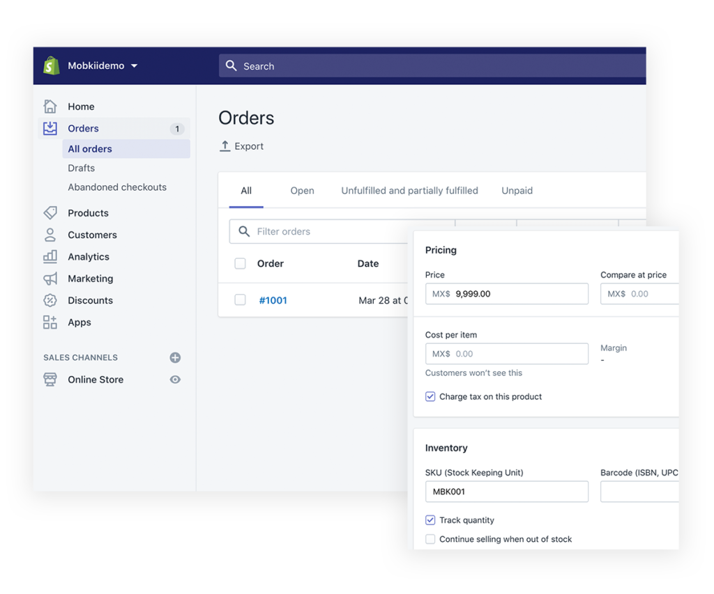 Dashboard Shopify México
